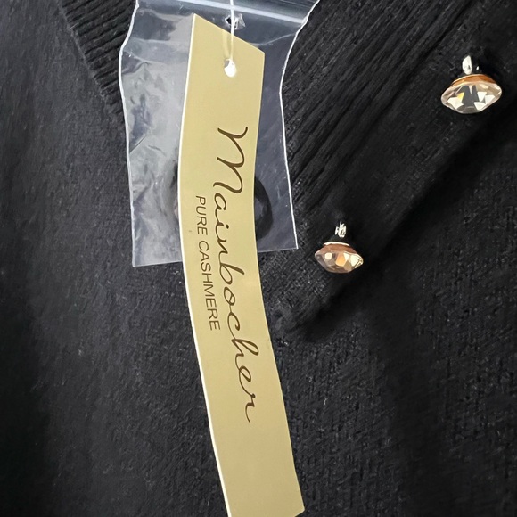 Mainbocher Pure Cashmere Sweater With Rhinestone Buttons Sz L - Picture 4 of 8